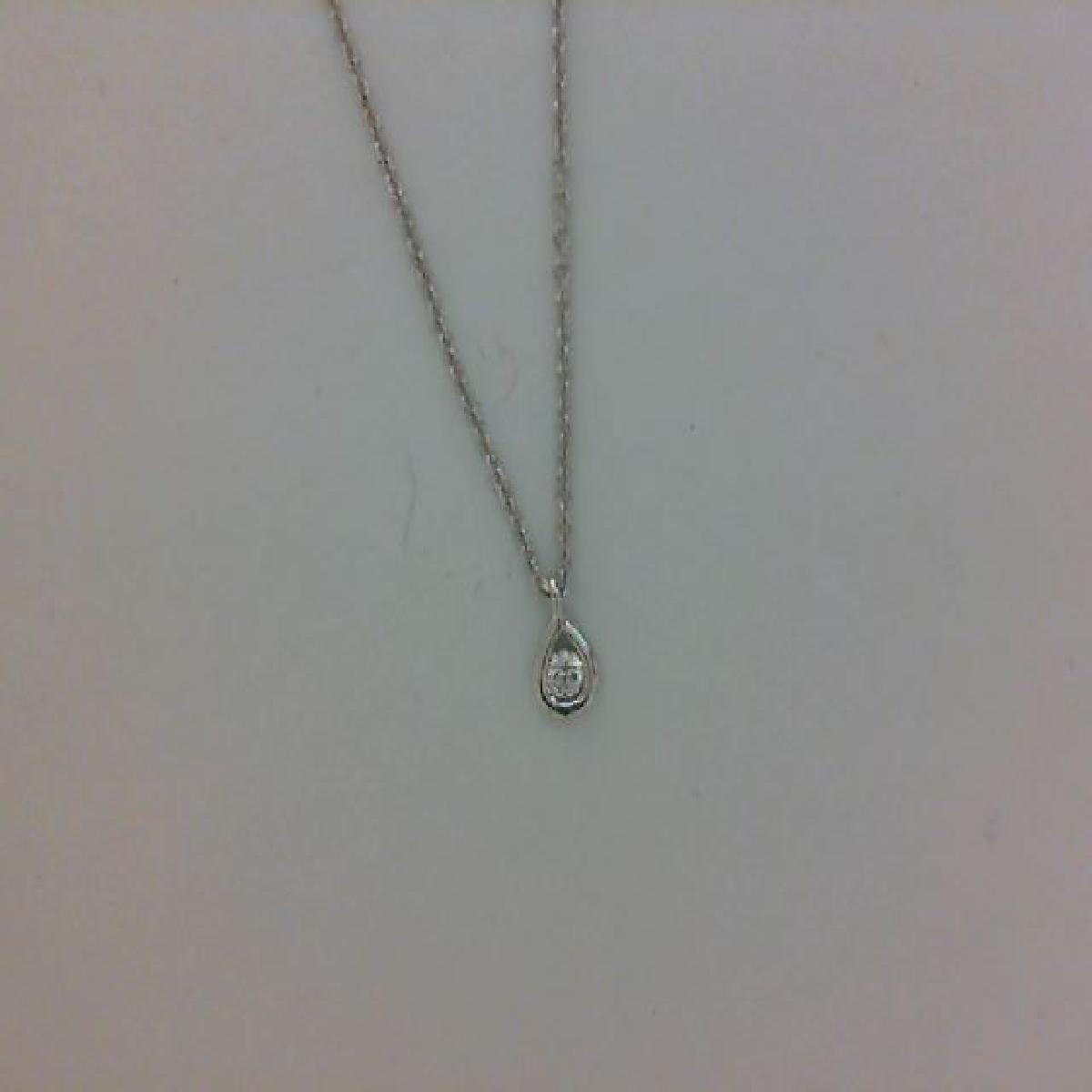 Collier Simple À Pendentif Diamant – Or Blanc 18 Carats, Chaîne Fine de 45 cm Pour Femme