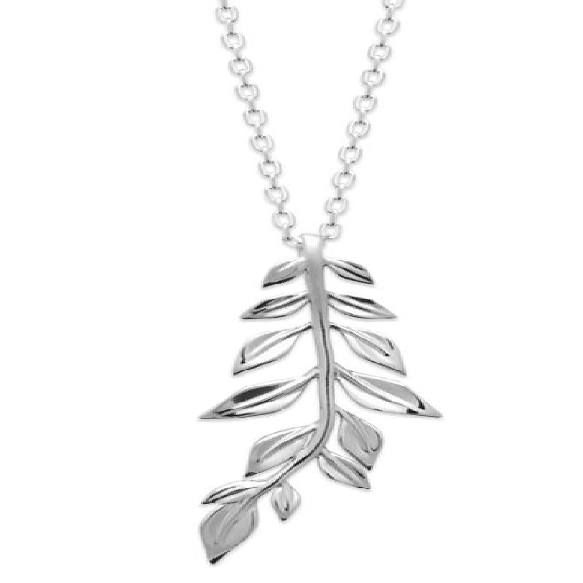 Collier Branche de Feuilles Chaîne Forçat 45 cm Fine Ornement Floral – Argent 925