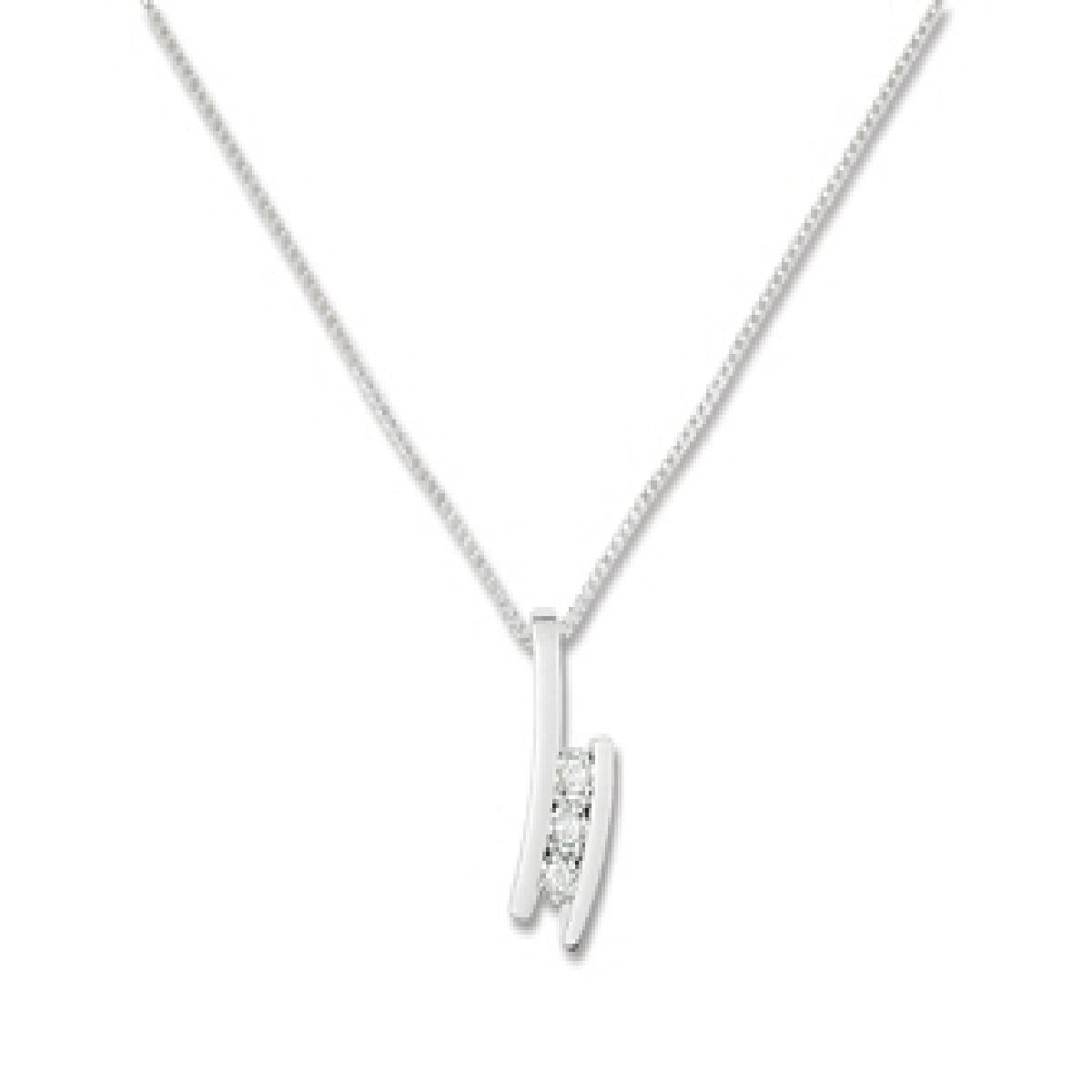Collier Trilogie Diamant Signature ALOÏZE Collection Joaillerie AU750 – Or Blanc 750