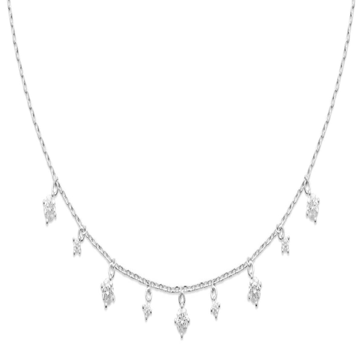 Collier chaîne simple P. Blanches Collection Premium – Argent 925 et Zirconium Rhodié