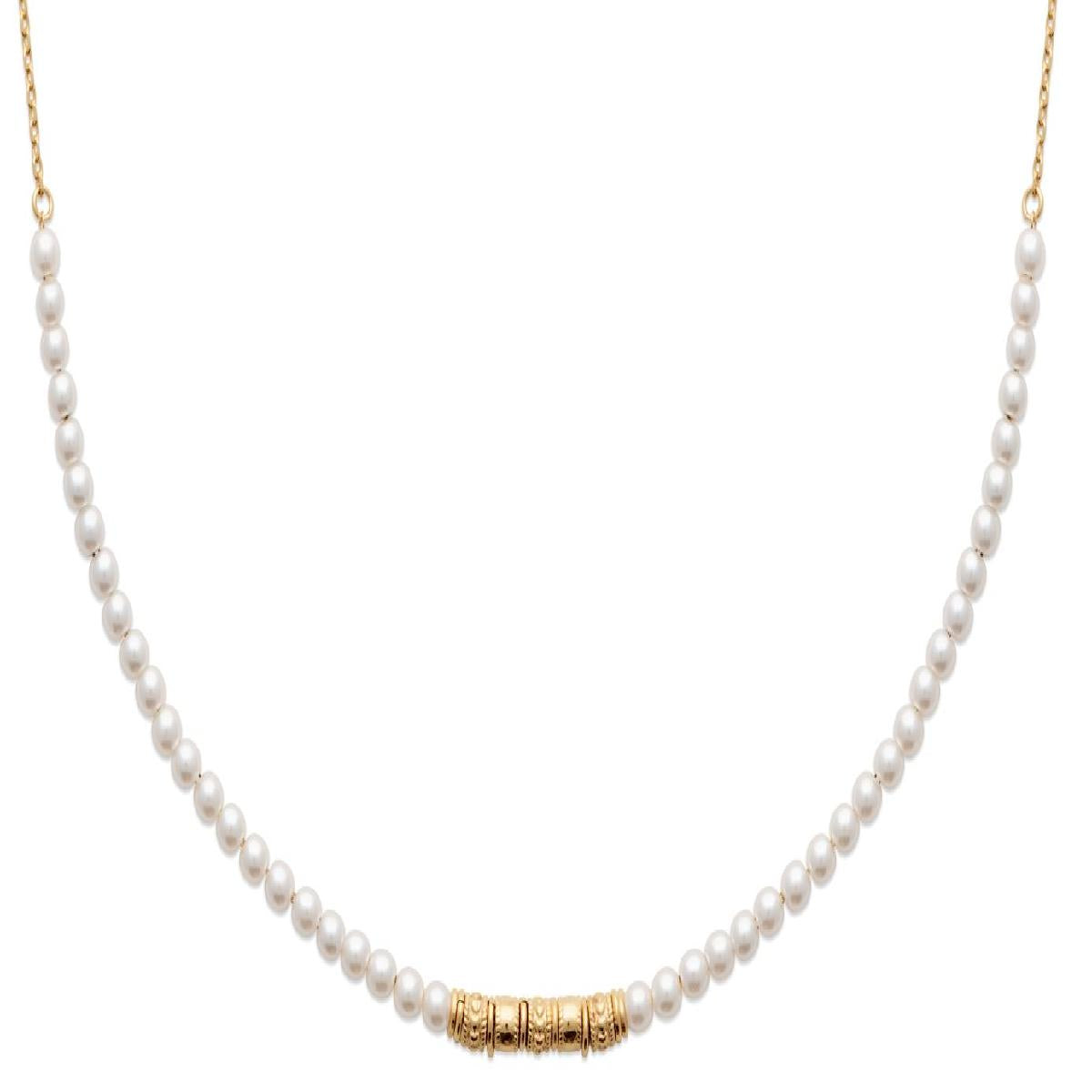 Collier Simple P. Blanches – Perles Blanches Sur Chaîne Fine Longueur Réglable Et Fermoir Mousqueton