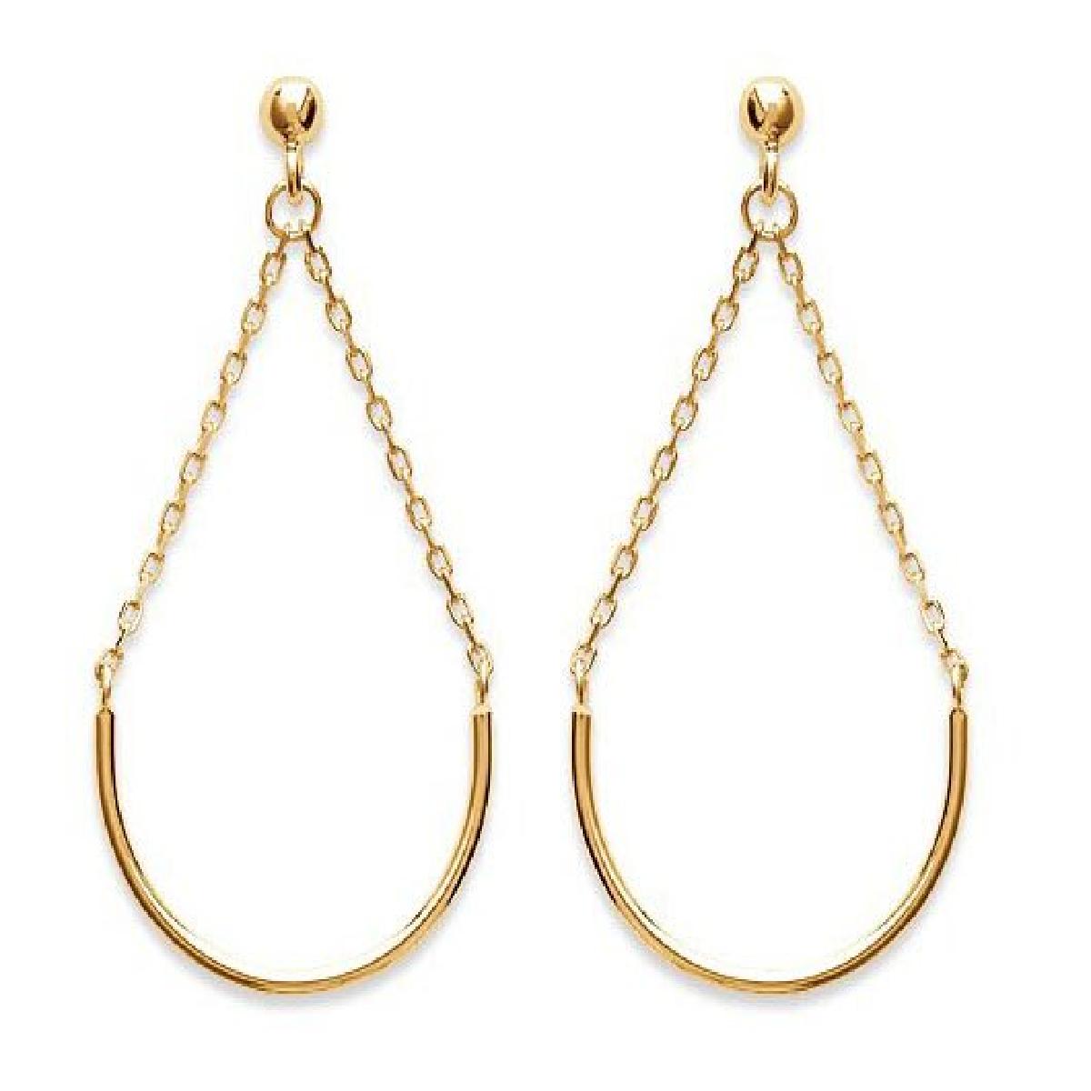 Boucles d'oreilles Chaînette Demi-Cercle Motif Épuré Torsadé – Plaqué Or 3 Microns