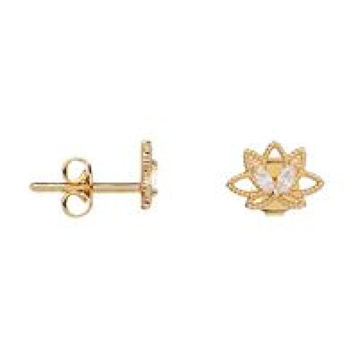 Boutons d'oreilles à Pierres Blanches Serties par Griffes et Fixation à vis – Zirconium