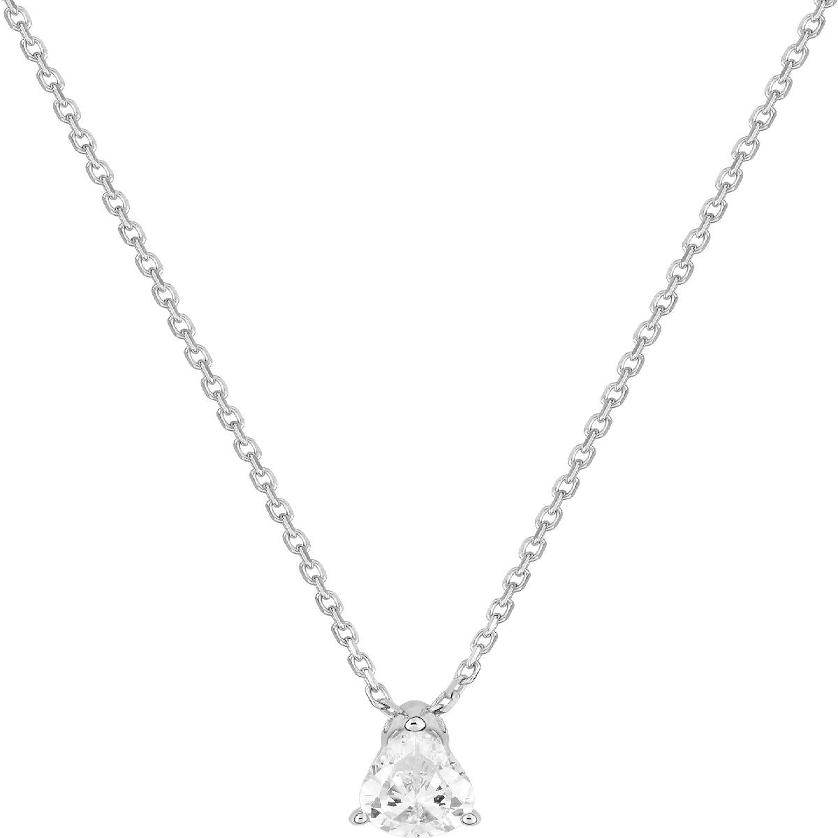 Collier Simple P Blanches Facettes Finies Satinée Edition - Or 18 Carats Et Zirconium