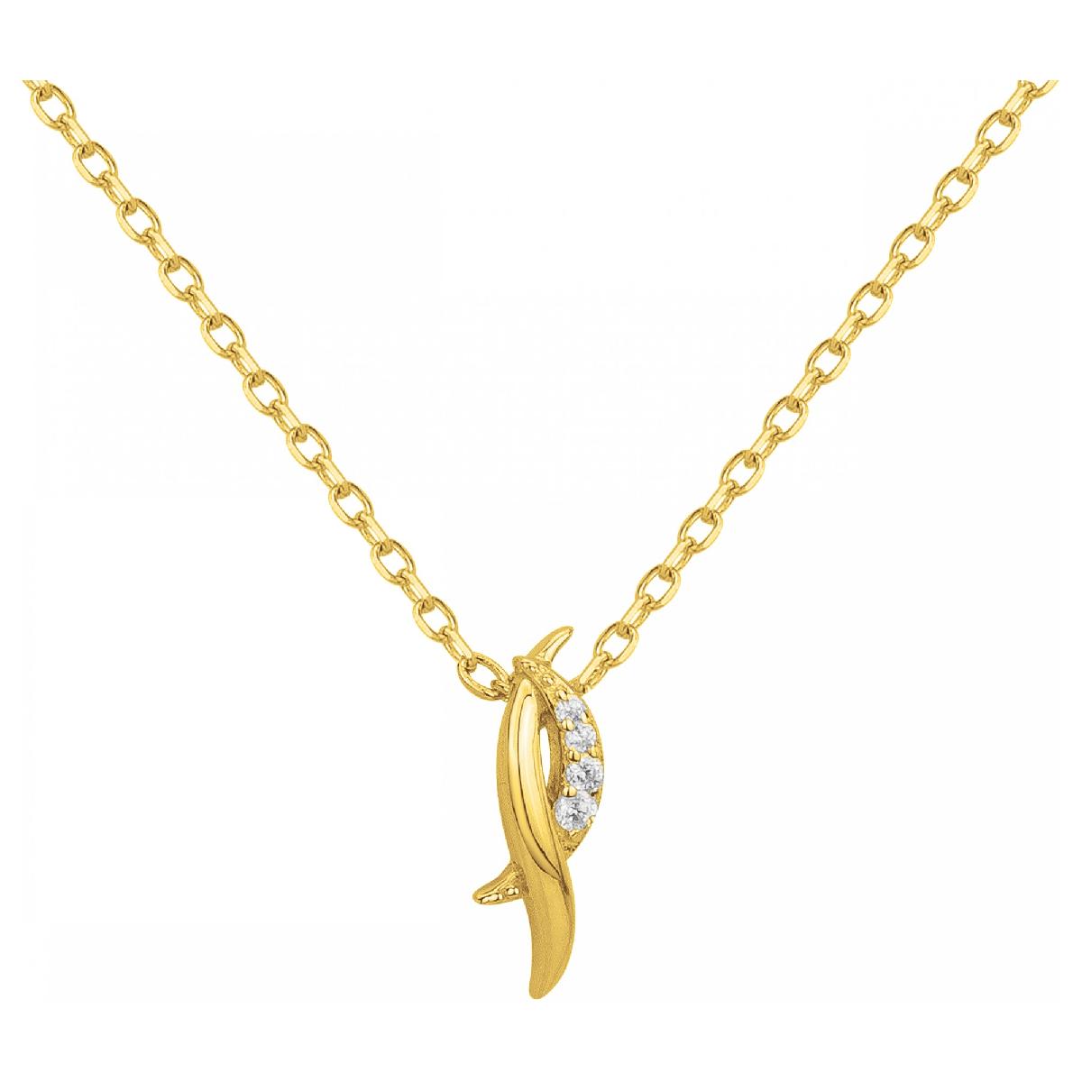 Collier Simple Pendentifs Blancs Réglables, Chaîne Fine et Fermoir Mousqueton - Zirconium
