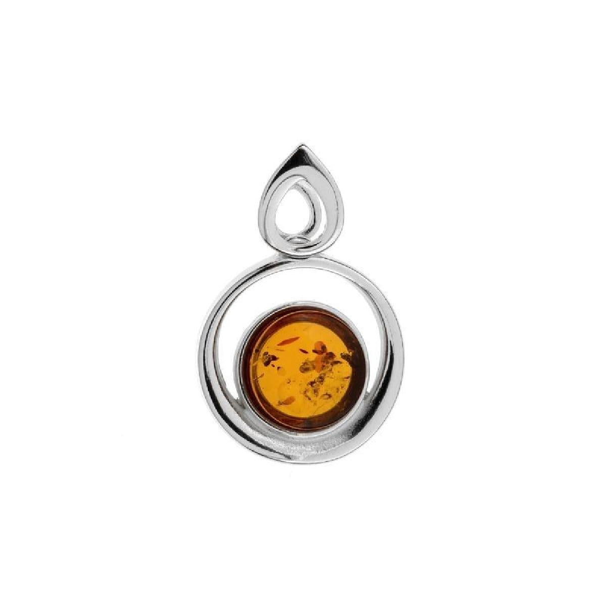 Pendentifs P.COULEUR Solitaire Ambre Facettes Rondes Gravées Ciselures Dentelées – Argent 925