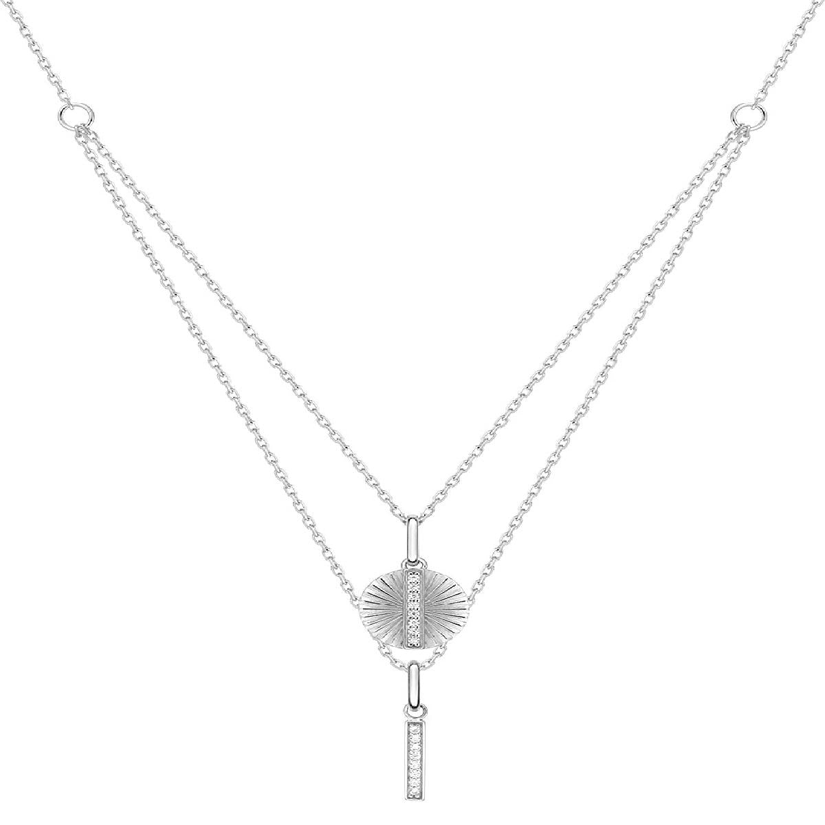 Collier Souple P Blanches Gravé Motif Géométrique Discret et Finition Satinée – Argent 925 et Zirconium