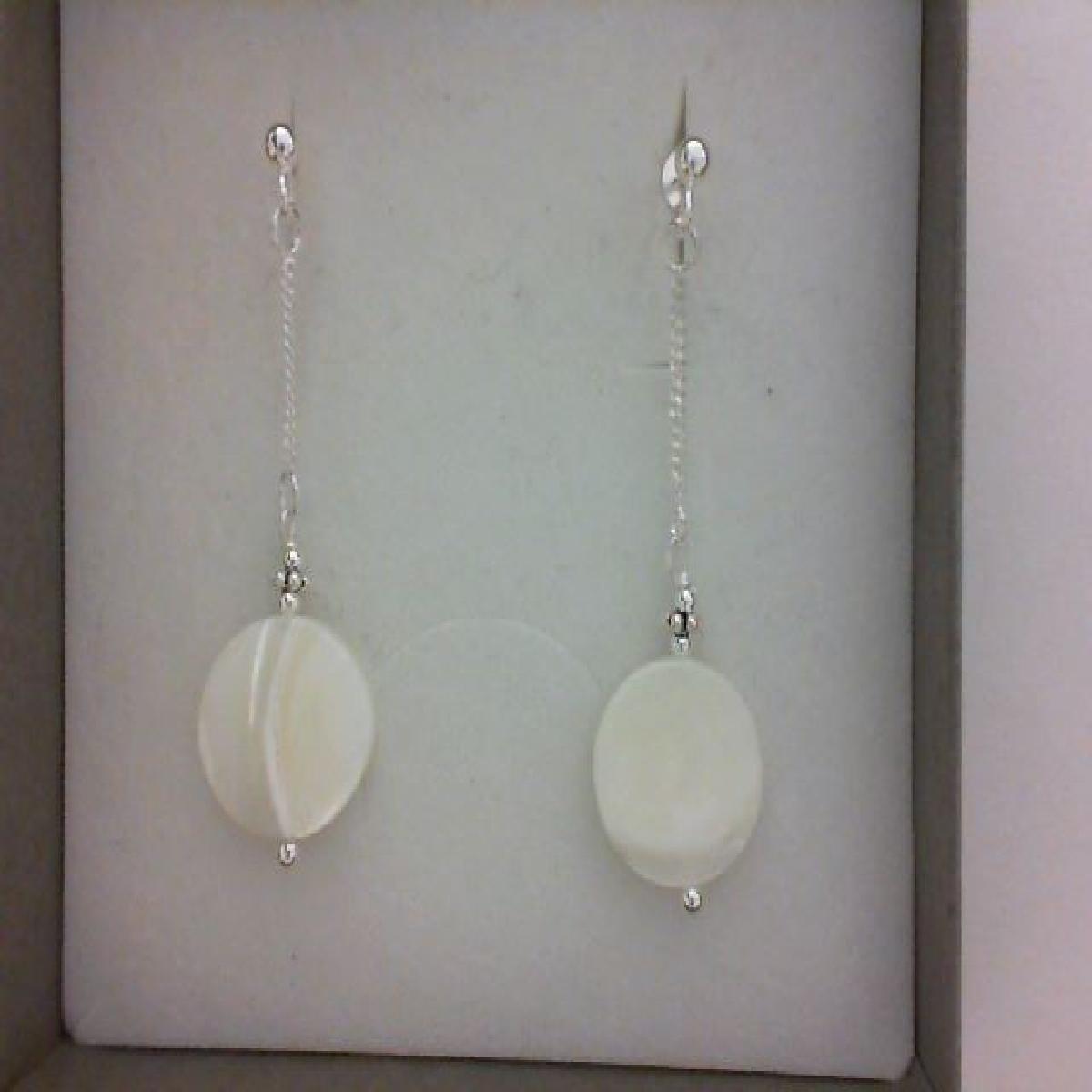Créoles PAM Blanc Dorm Pend Argent 925 Nacre ALOÏZE Joaillerie Collection Atelier