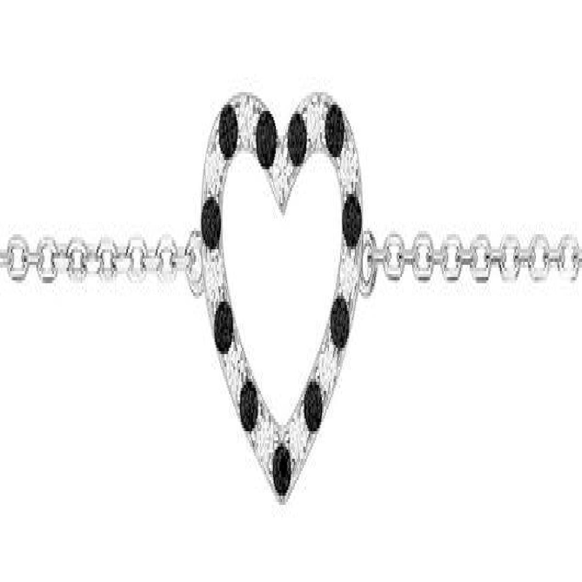 Bracelet AG925 Coeur Ajouré Serti D'Oxydes De Zirconium – Argent Rhodié 925/1000