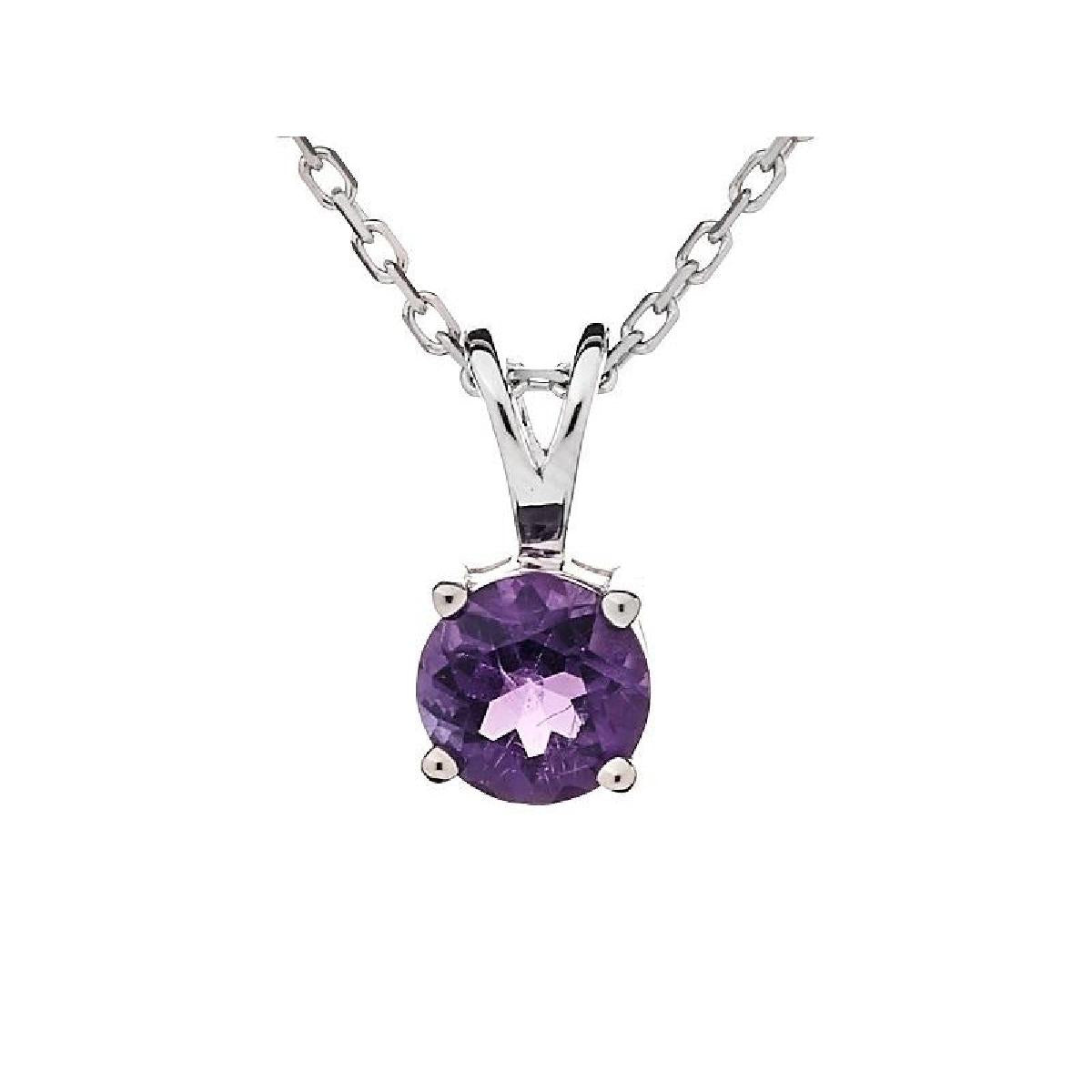 Pendentifs P.COULEUR SOLITAIRE en Argent 925 et Améthyste Naturelle Taillée Sertie
