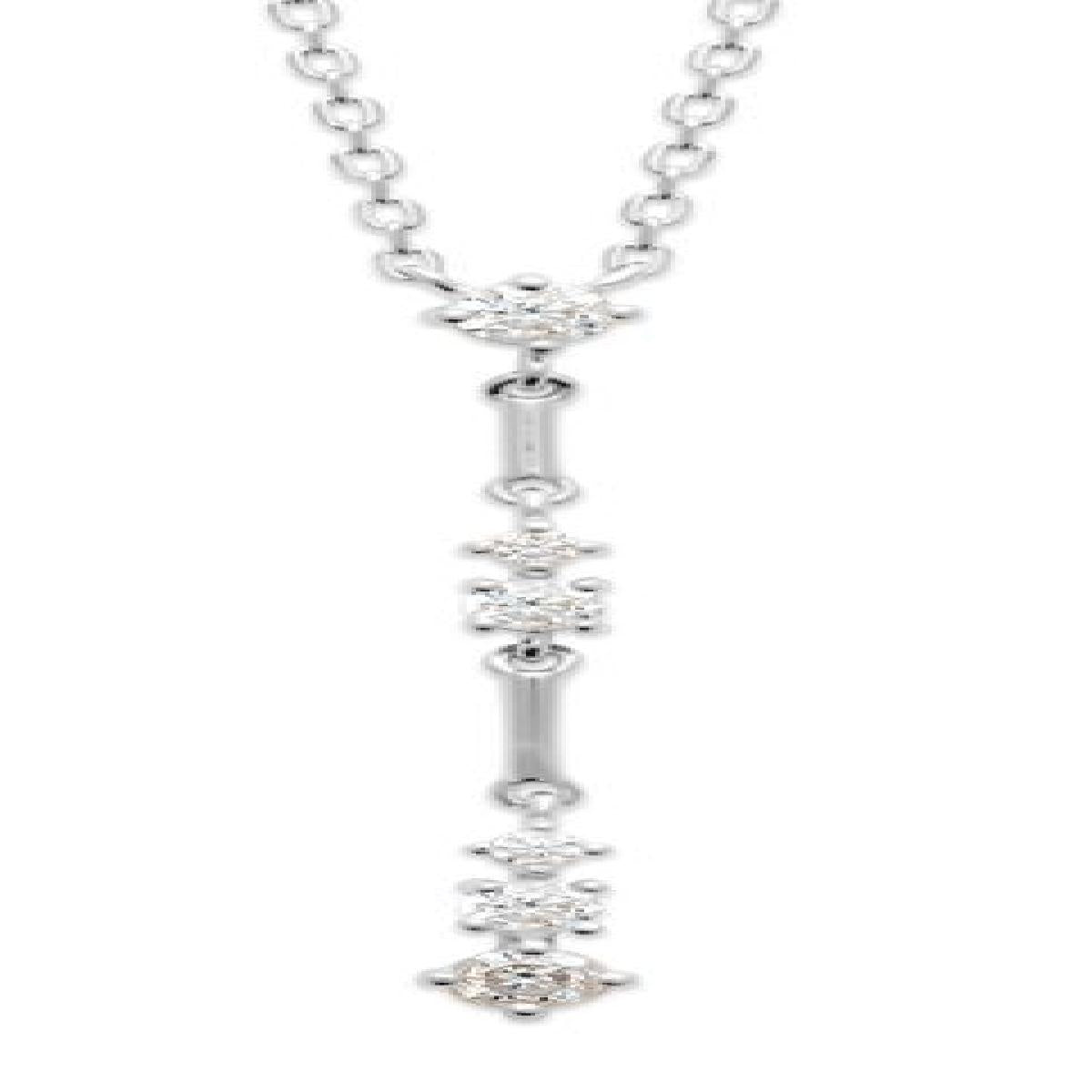 Collier Simple Pendentif Blanc – Argent 925 Et Zirconium, Chaîne Fine, Longueur Standard