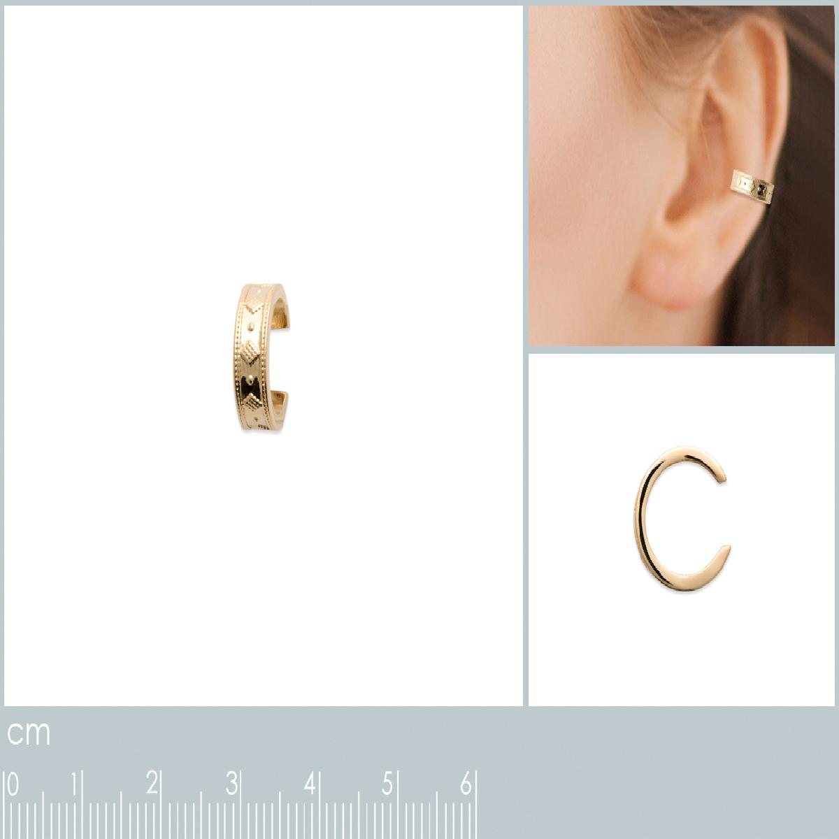 Boucles D'Oreilles – Divers Oreilles – Or Jaune 18 Carats Massif Gravé Poli Satiné