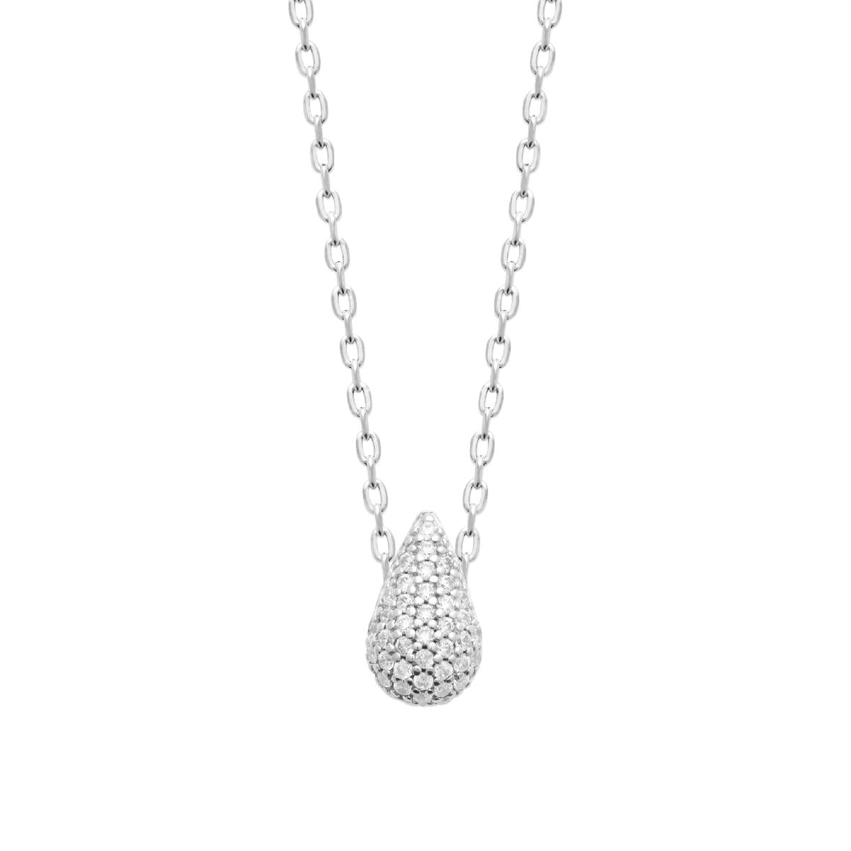 Collier Simple En Maille Serpentin P. Blanches Longue Collection – Argent 925 Zirconium