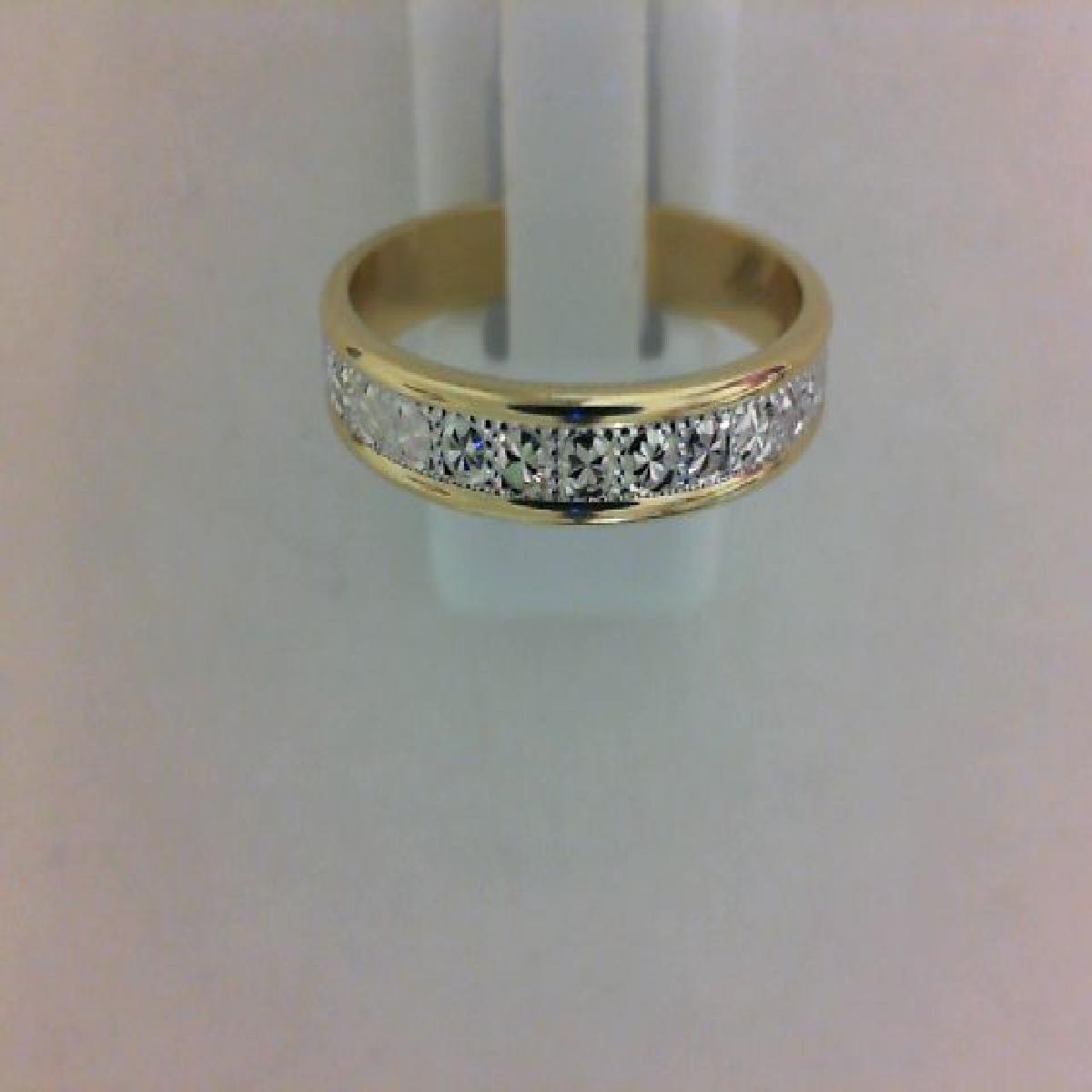 Alliances À Motifs AU750 – Or Jaune Et Or Blanc Palladié 750/1000 Centre Diamanté