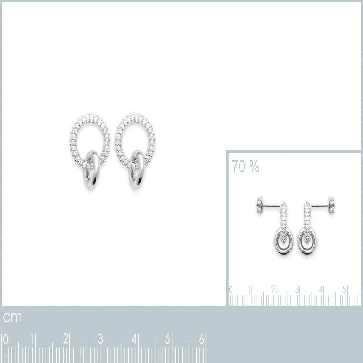 Créole PAM Blanc Modèle Dormant Long Boucle Large Pour Oreille – Argent 925 Zirconium