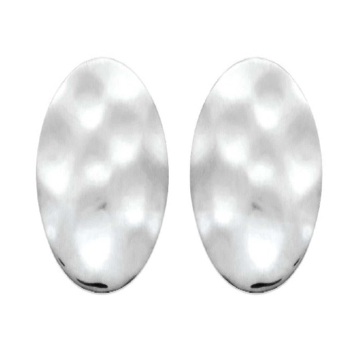 Boucles d'oreilles AG925 Argent Rhodié 925/1000 Finition martelée Forme ronde et intemporelle