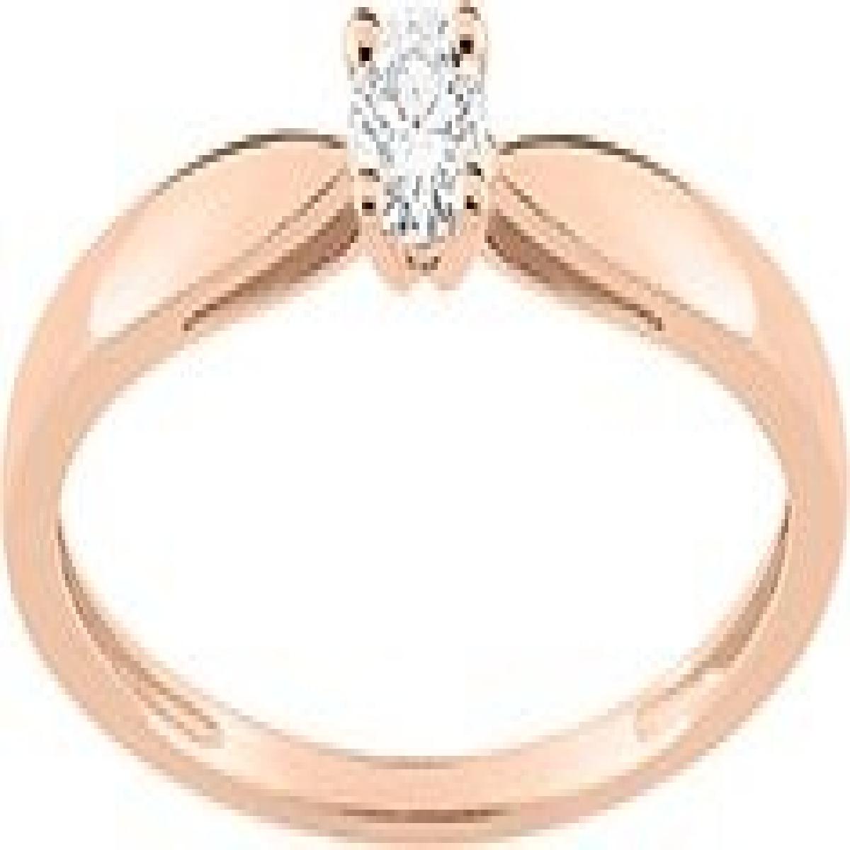 Solitaire Diamant Rond 0,10 Ct Sertie 4 Griffes HSI Poids 1,34 G Taille 54 – Or Rose 750/1000