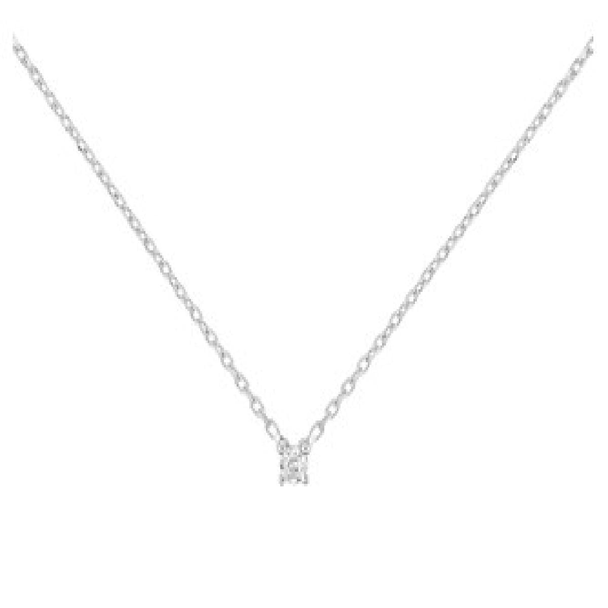 Collier en chaîne AU375 Diamant Taille Brillant Couleur G Pureté VS1 Serti à Griffes Quatre Griffes