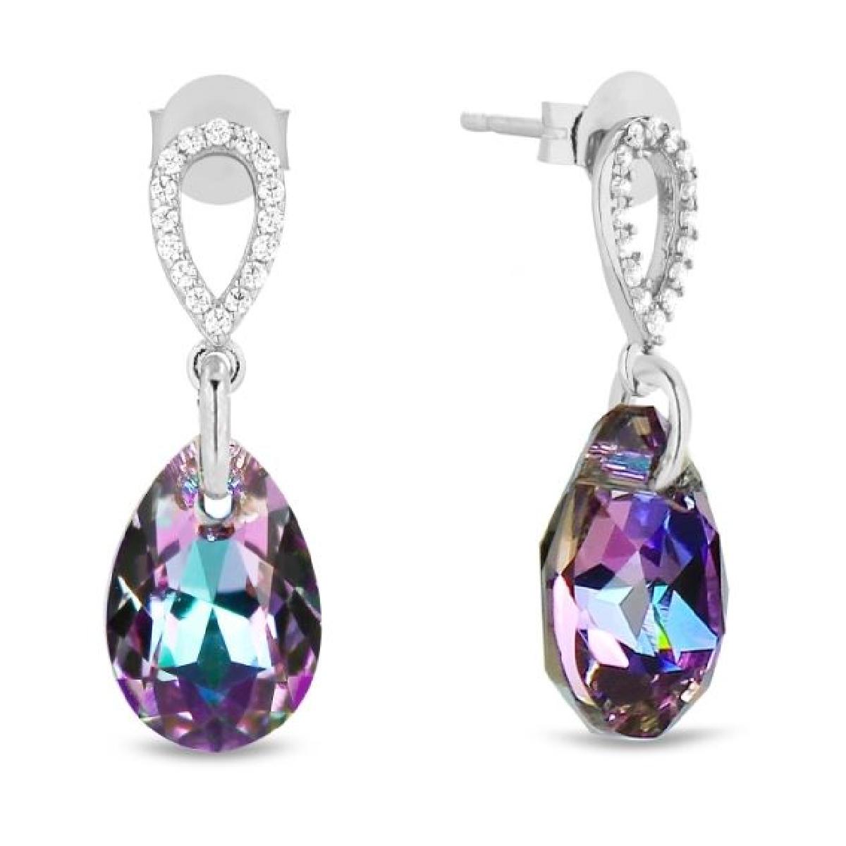 Boucles d'oreilles Goutte Zirconium Violet à Reflets Bleus et Facettes – Argent 925