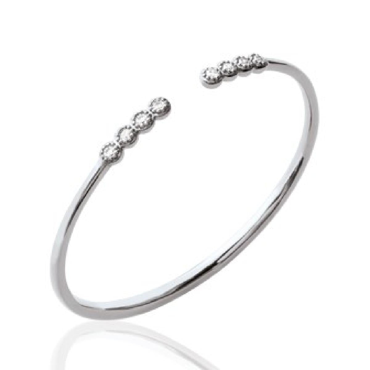 Bracelet AG925 – Zirconium, Maillon Rond Et Finition Brossée, Longueur Ajustable, Style Traditionnel