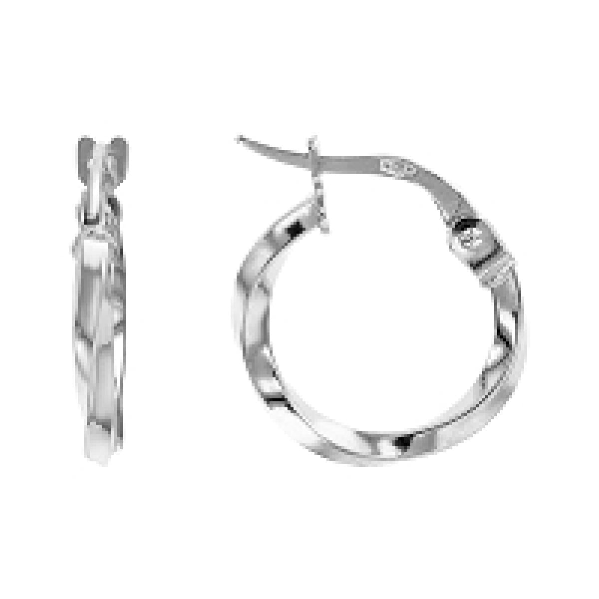 Boucles D'Oreilles Torsadées Diamètre 14 Millimètres – AU375 – Or Blanc 9 Carats