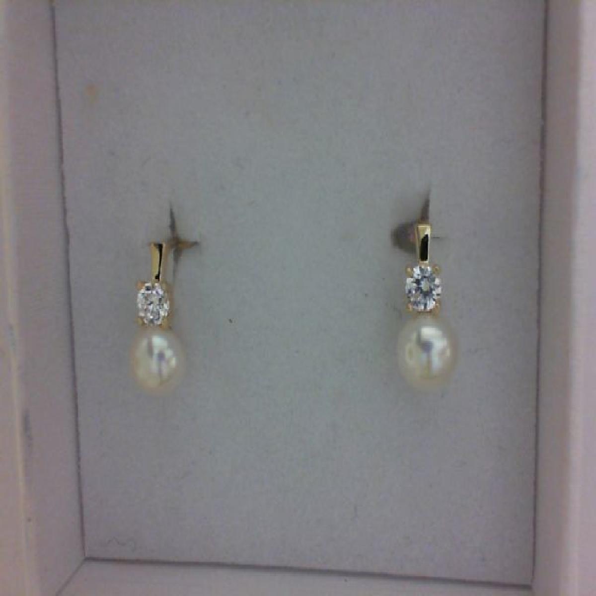 Boutons Pierres Blanches AU375 Or Jaune 9 Carats