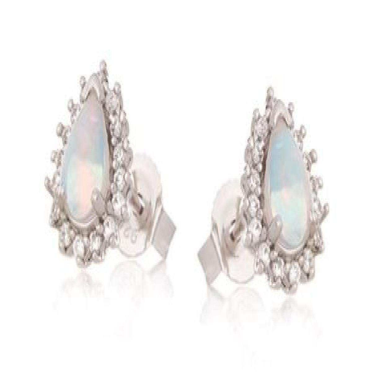 Boutons D'Oreilles Pierres Blanches Zirconium Rondelles – Modèle Aloïze – Argent 925