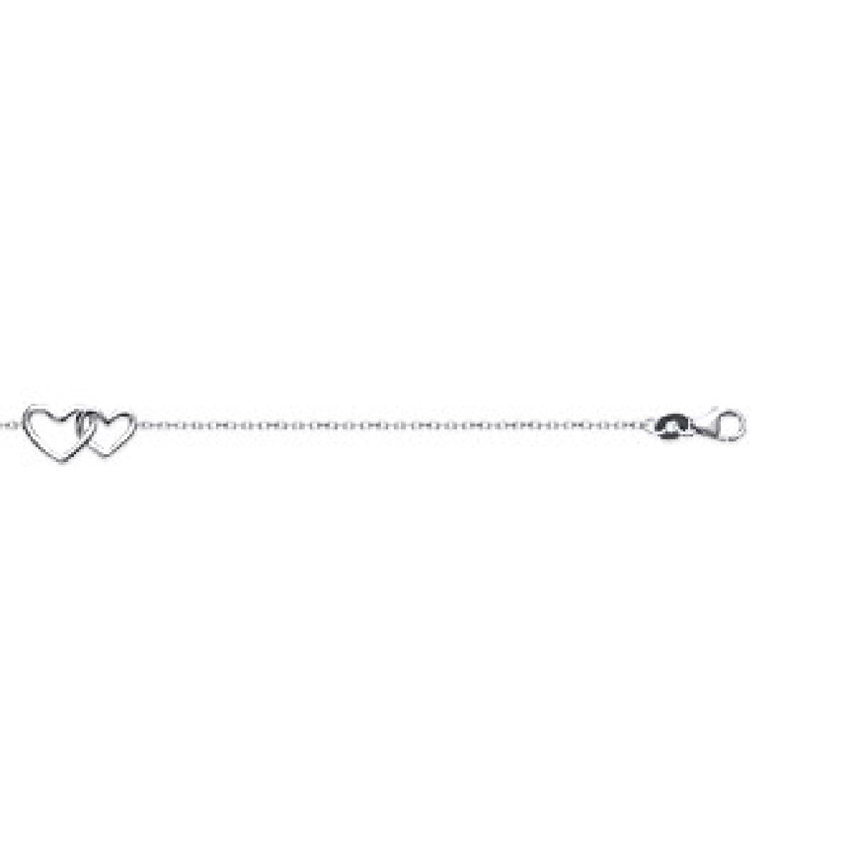 Bracelet Maille Forçat Coeurs Entrelacés – Argent Rhodié 925/1000 Longueur 18 Centimètres
