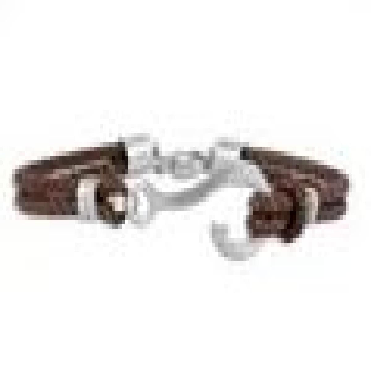 Bracelet Homme En Cuir Brun Avec Crochet Métallique Et Fermeture Par Mousqueton – Acier Inoxydable