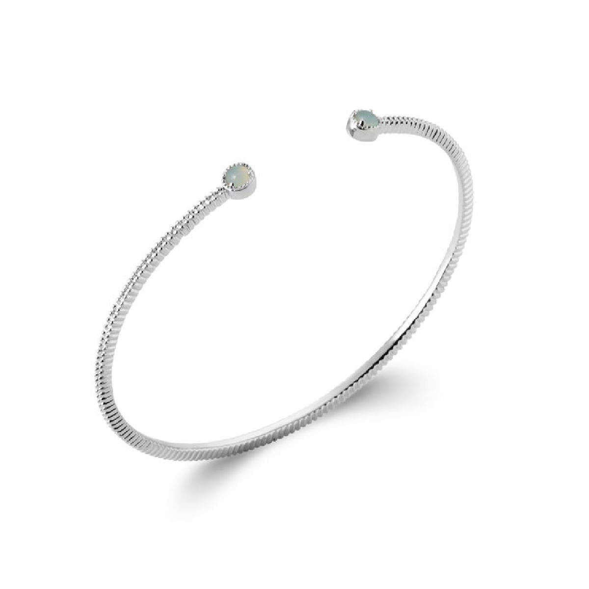Jonc Ouvert AG925 Agathe – Argent Rhodié 925 Finition Perlée Satinée ALOÏZE Collection