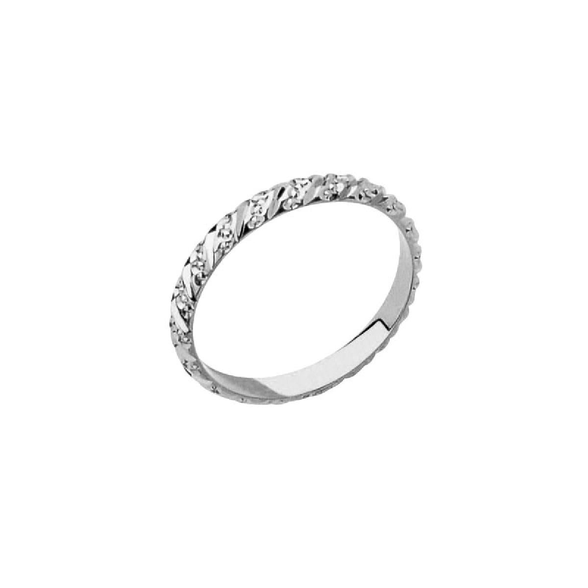 Bague Demi-Jonc Gravée et Finement Ciselée, Anneau Lisse Intérieur NYIL – Or Jaune 18 Carats
