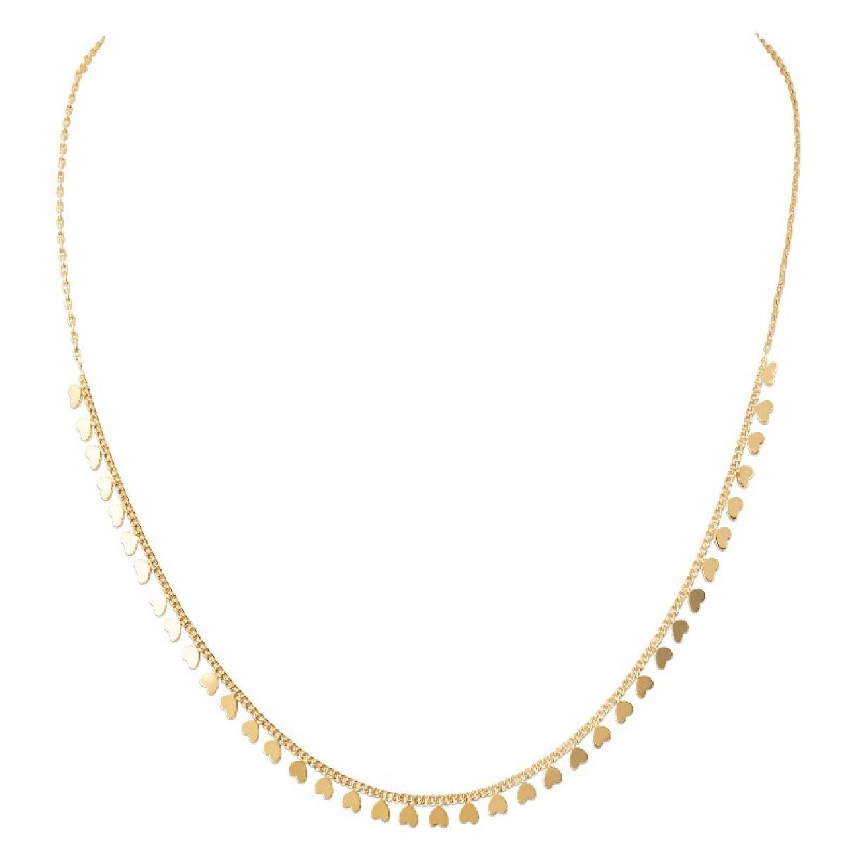 Collier Pampilles Cœur Forçat Longueur 38 Cm Fermoir Mousqueton – Or Plaqué 3 Microns