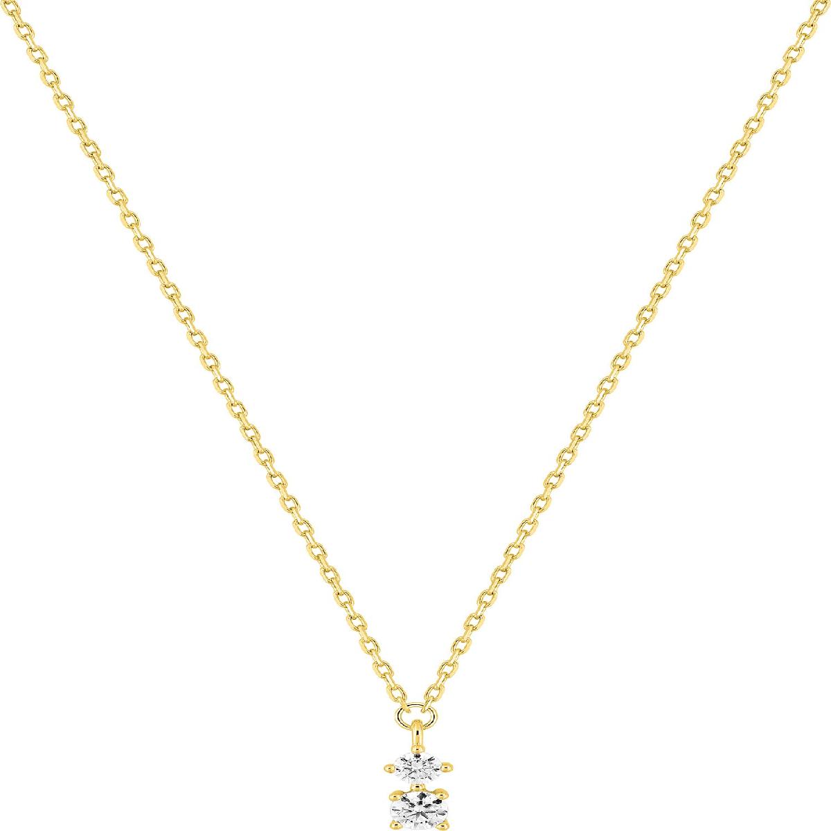 Collier Simple À Chaîne Fine Pour Femme, Modèle AU375, Finition Polie – Zirconium