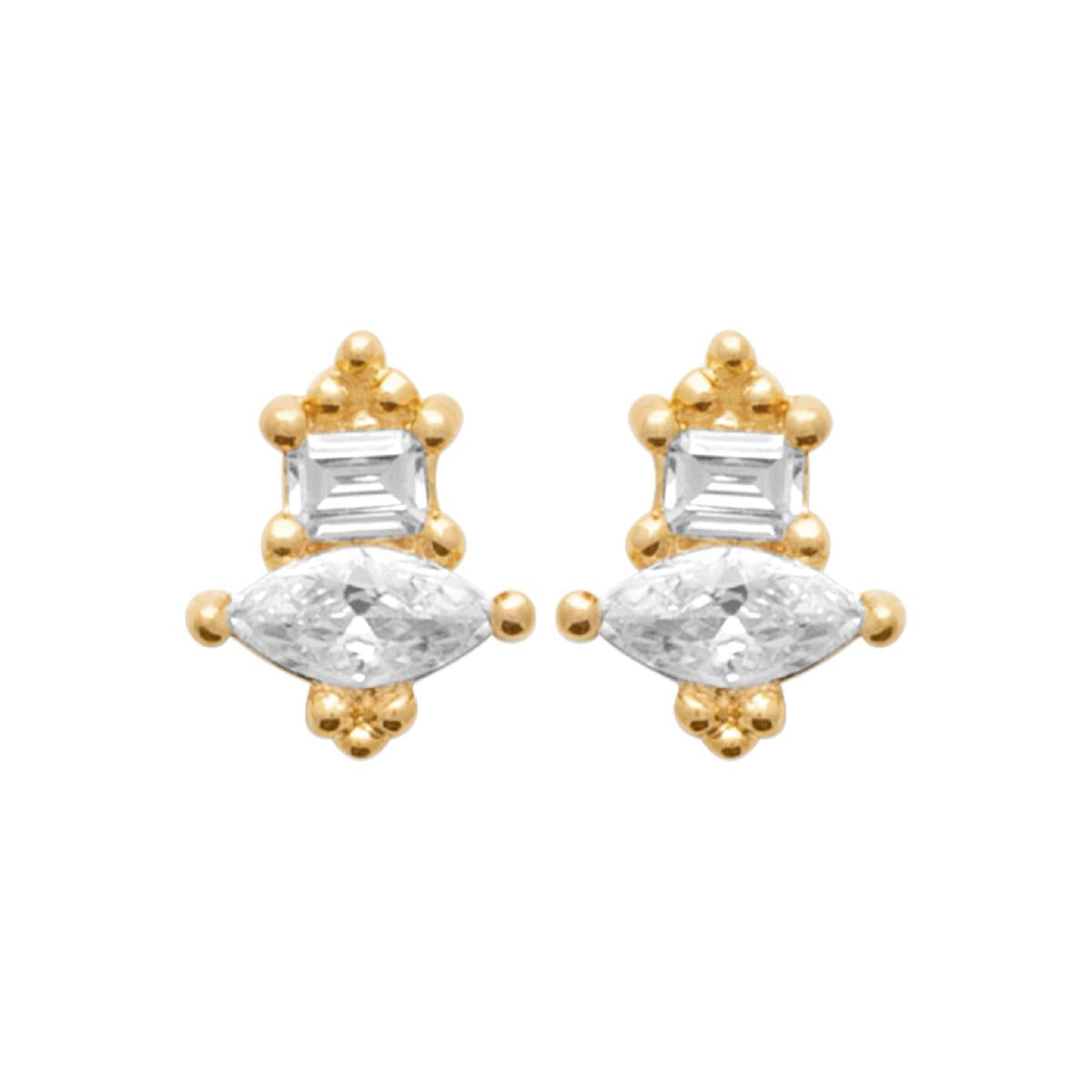 Boutons D'Oreilles Pierres Blanches Collection H127 Serties Et Polies – Zirconium