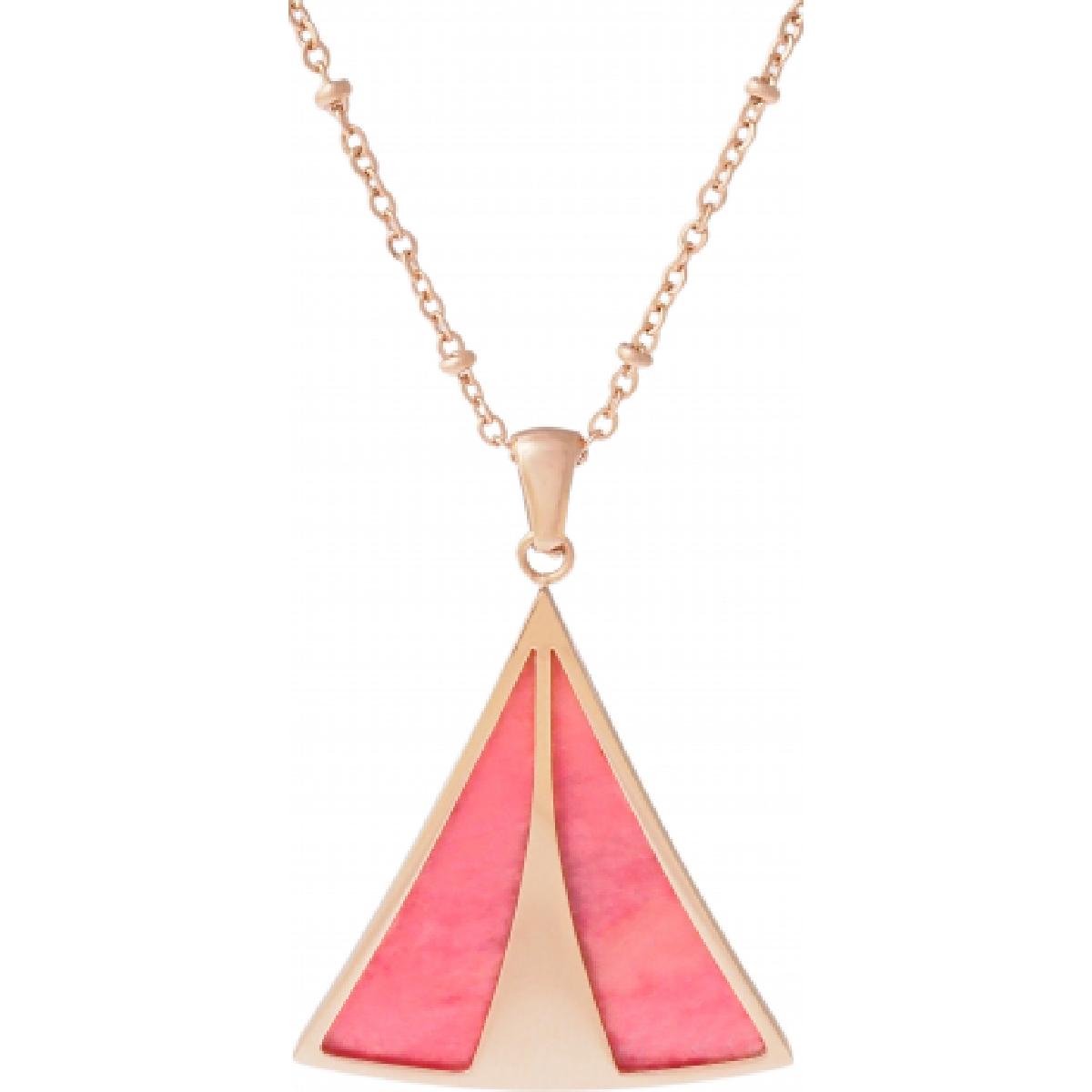 Collier Pendentif Éventail ALOÏZE Collection Classique – Acier Inoxydable Doré, Finition Satinée