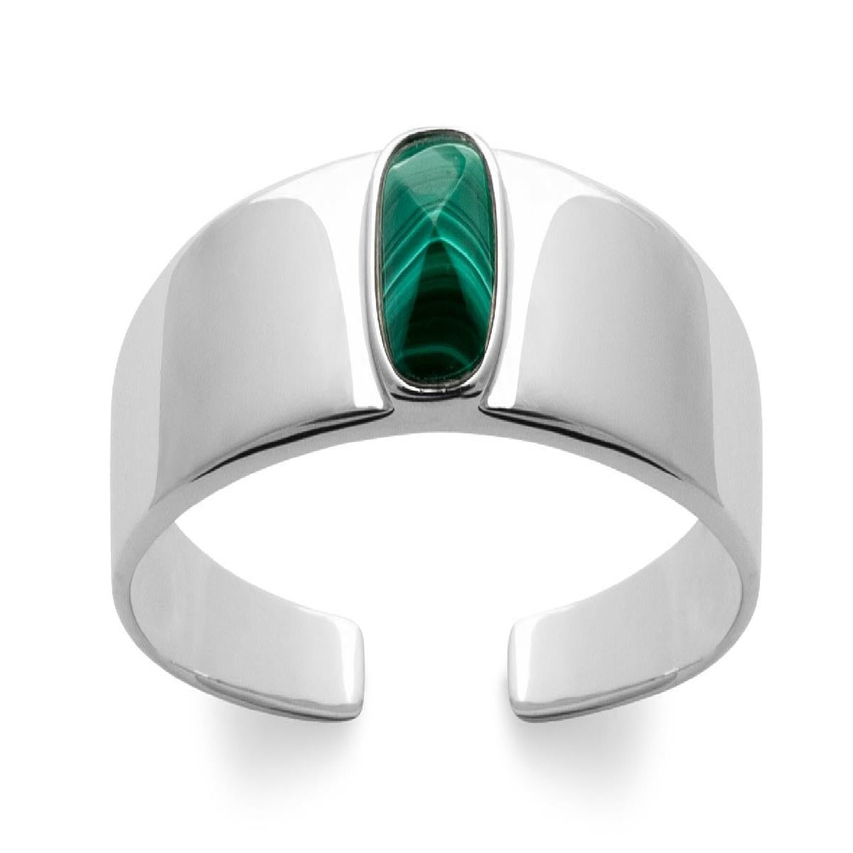 Bracelet AG925 - Argent Rhodié 925 Malachite véritable pierre pyramidale centrale naturelle