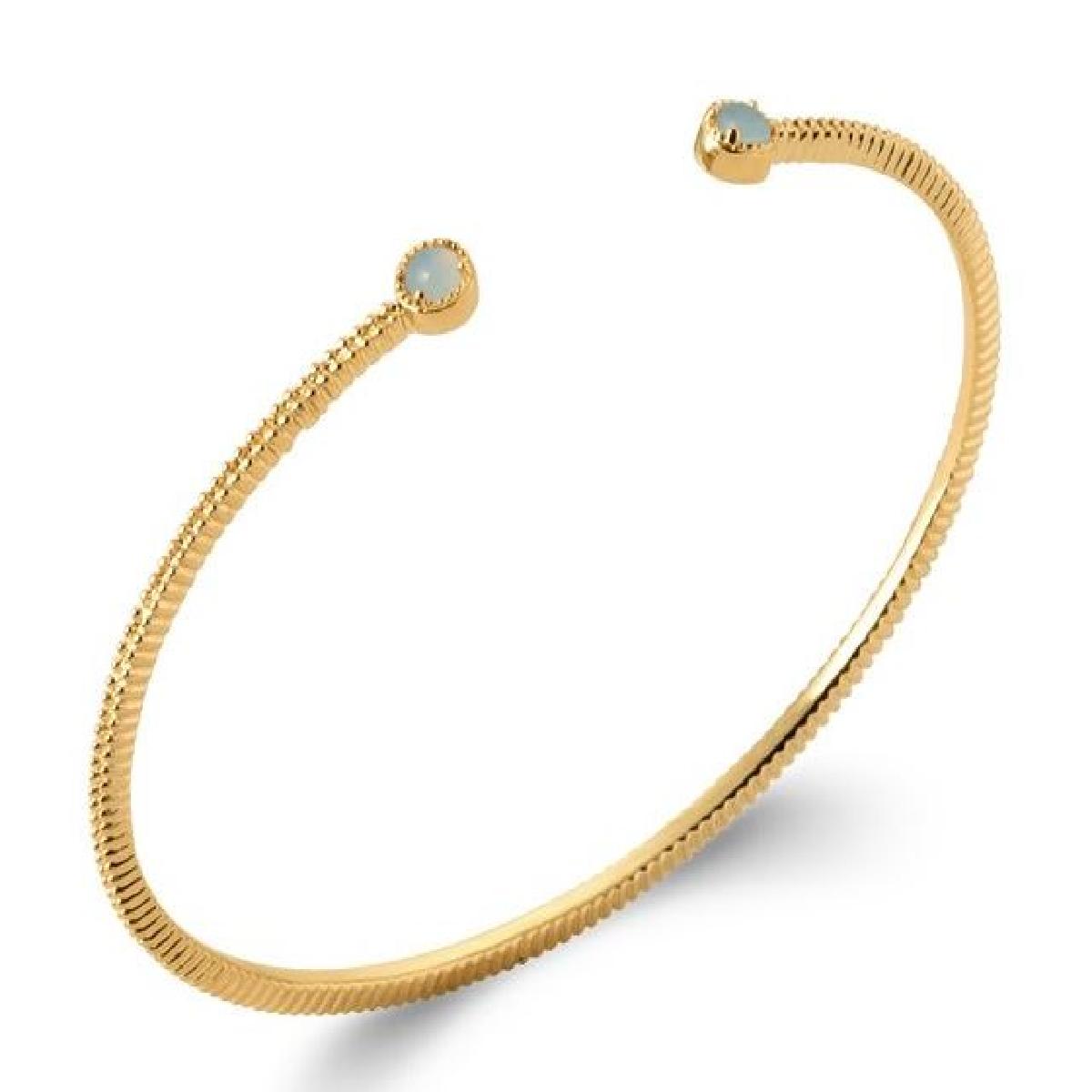 Bracelet Agathe - Plaqué Or Jaune 3 Microns Perlé Finement et Agates Bleues Rondes