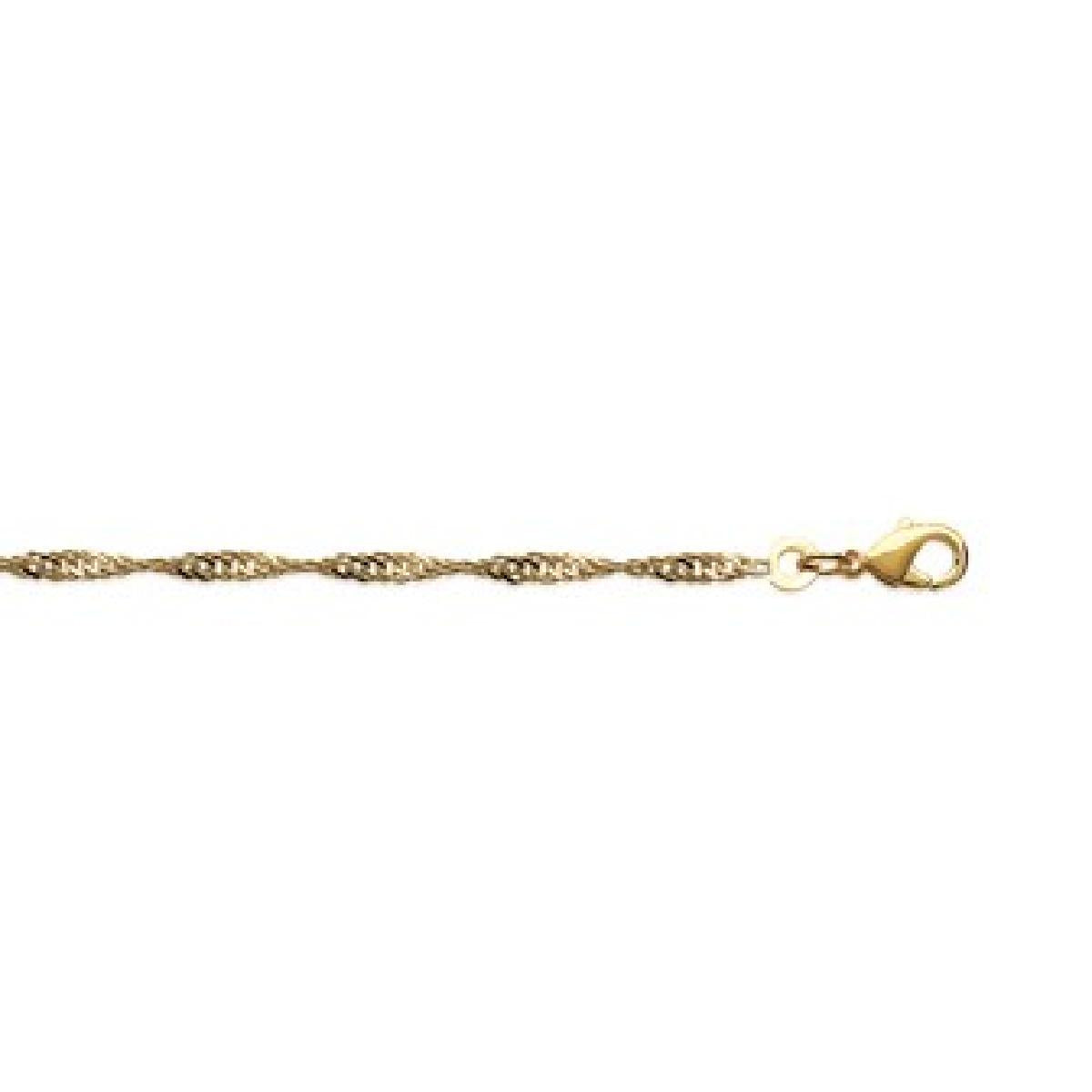 Collier Pendentif Croix Fin Gravée Sur Chaîne Forçat Torsadée – Or Jaune 18 Carats