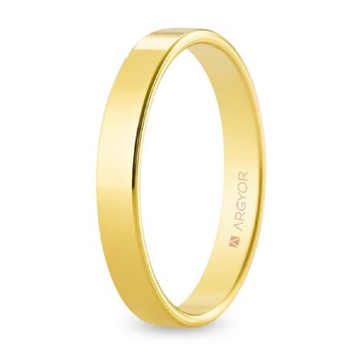 Alliances Lisses Pour Couple AU750 Classique Gravé Esthétique Raffinée ALOÏZE - Or Jaune 18 Carats