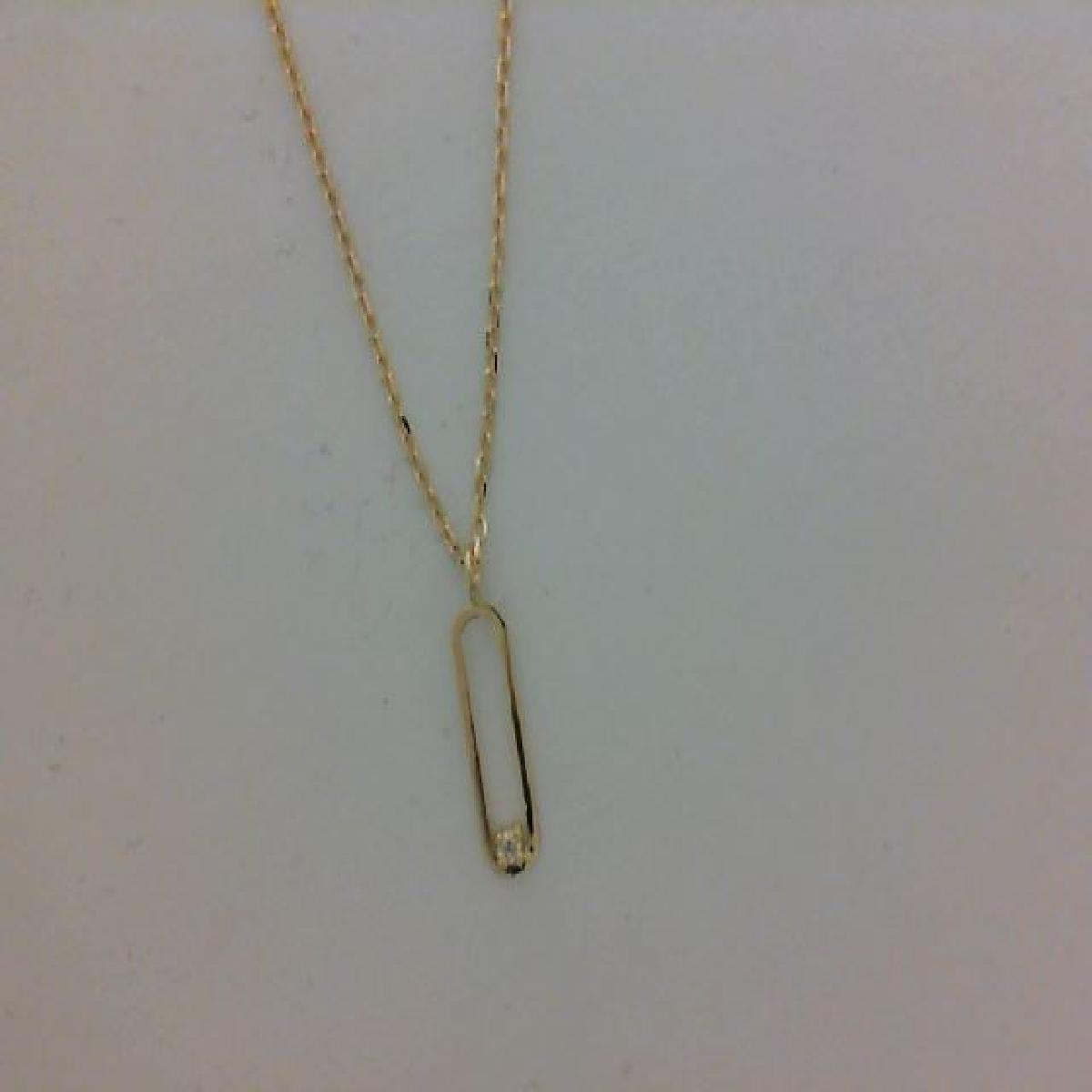 Collier Simple P. Blanches – Or Jaune 18 Carats Avec Diamant Central Et Chaîne Fine