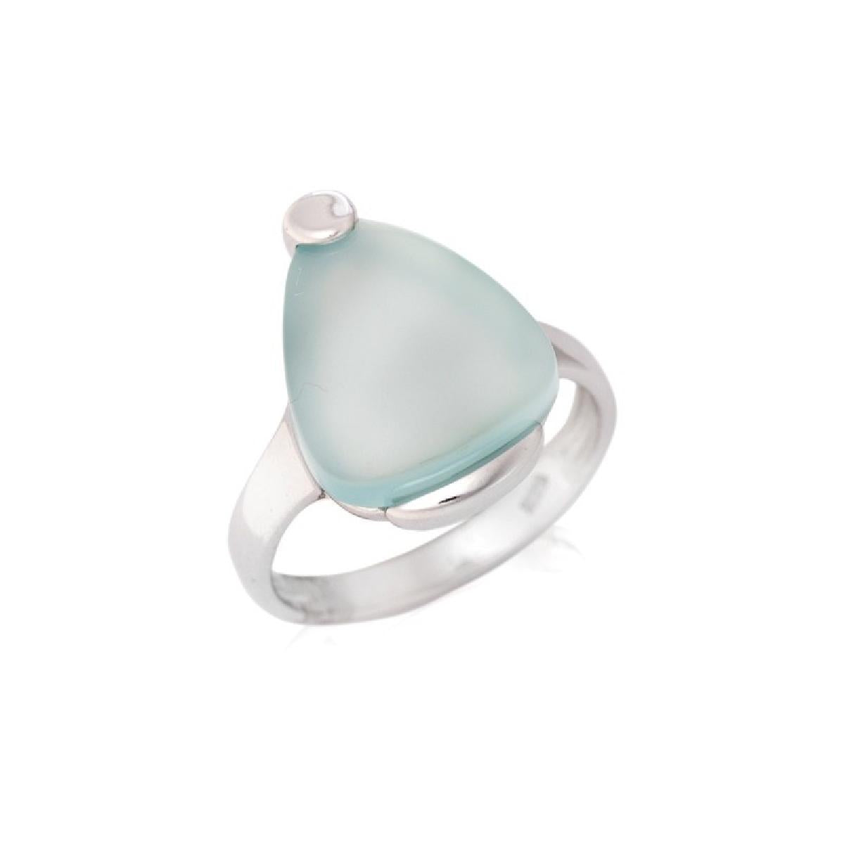 Solitaire Pierre De Couleur Agathe Ronde Facettée Sertie Dans Monture Classique – Argent 925