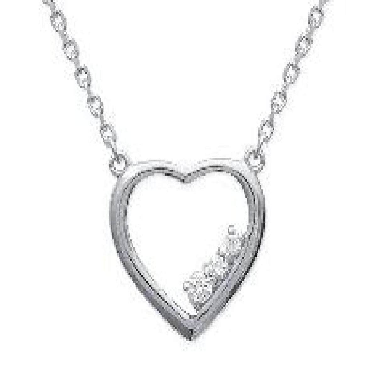 Collier ALOÏZE Maille Forçat Cœur Zirconium Collection Atelier Argent Rhodié 925/1000