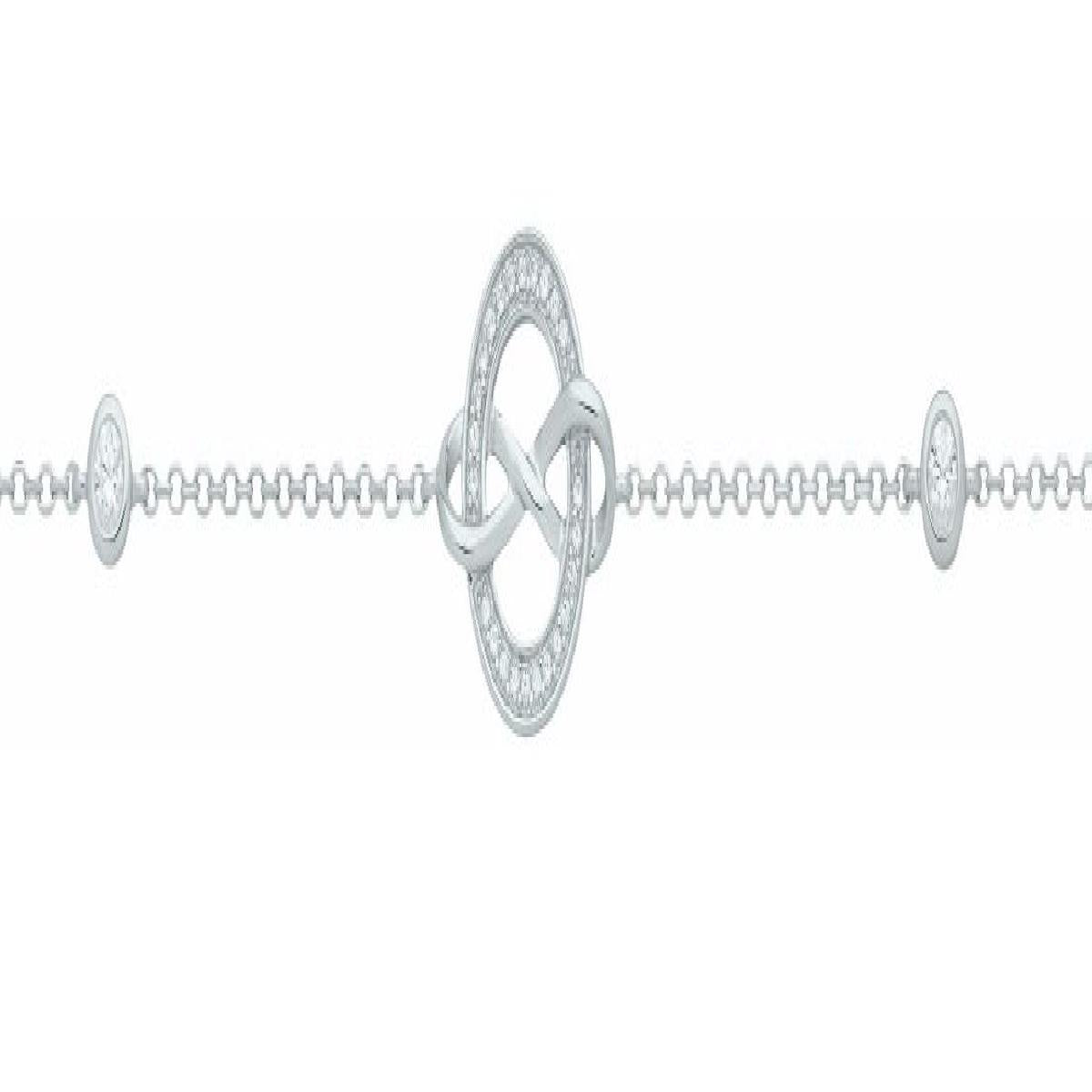 Bracelet Infini Entrelacé Cercle Serti D'Oxydes De Zirconium – Argent Rhodié 925/1000