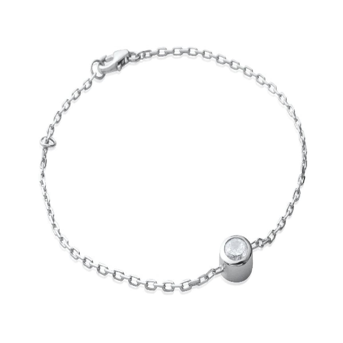 Bracelet AG925 – Argent Rhodié 925/1000 et Oxyde de Zirconium Chaîne Maille Forçat