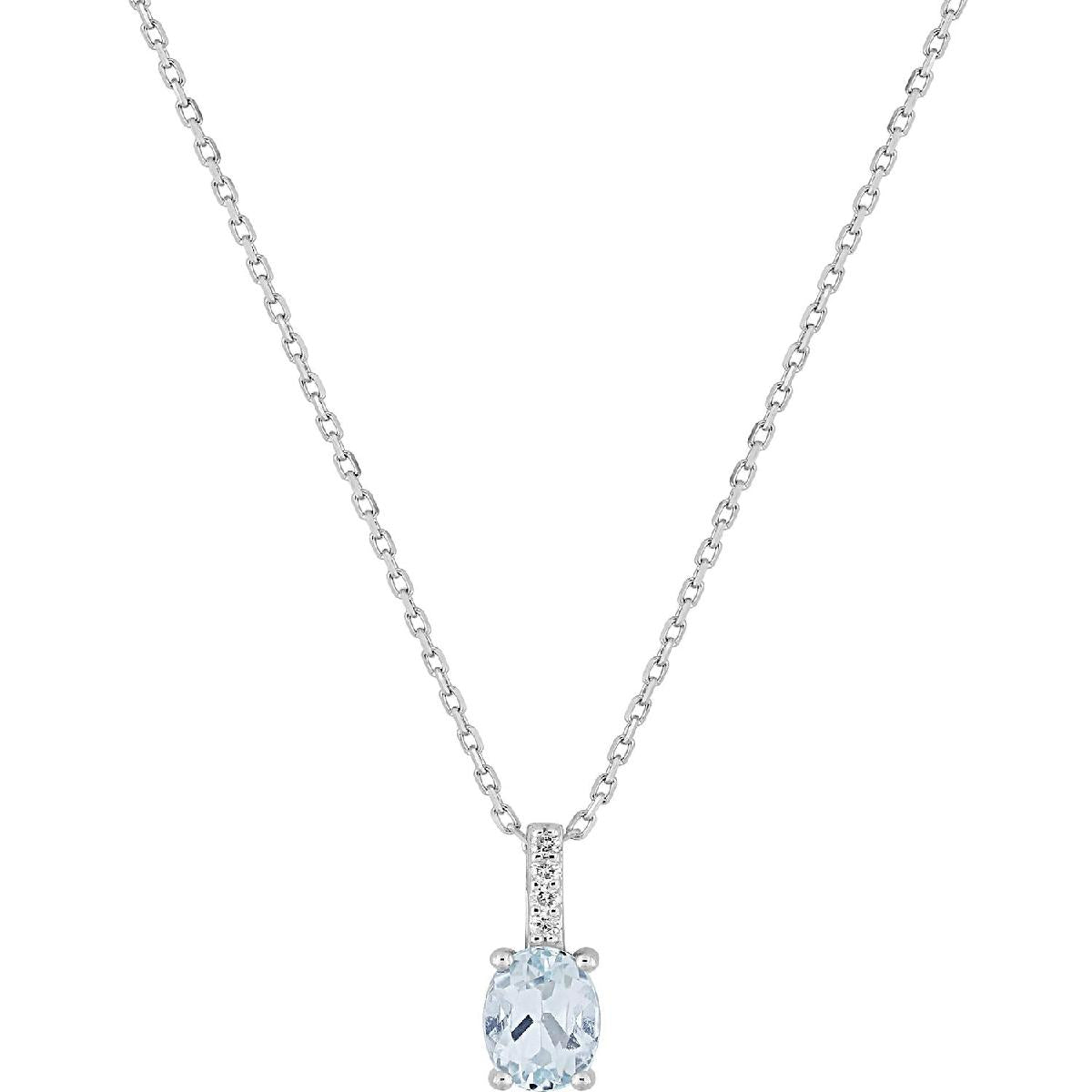 Collier Simple Aigue Marine Taillée Rond Facettes Multiples Naturellement Lumineuses – Or Jaune 375