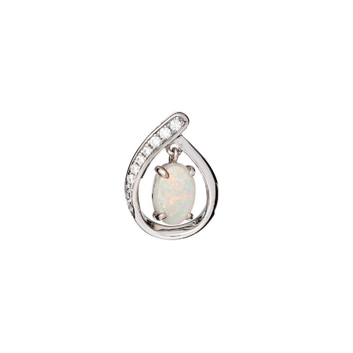 Pendentif P.Blanches Compos Opale Naturelle Fine Gravure Serti Signature – Argent 925