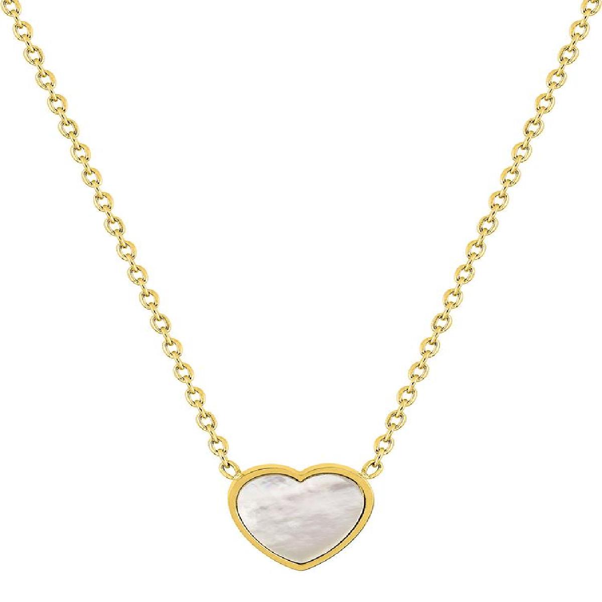 Collier Simple Maillons Fins P. Blanches Collection Élémentaire – Acier Inoxydable