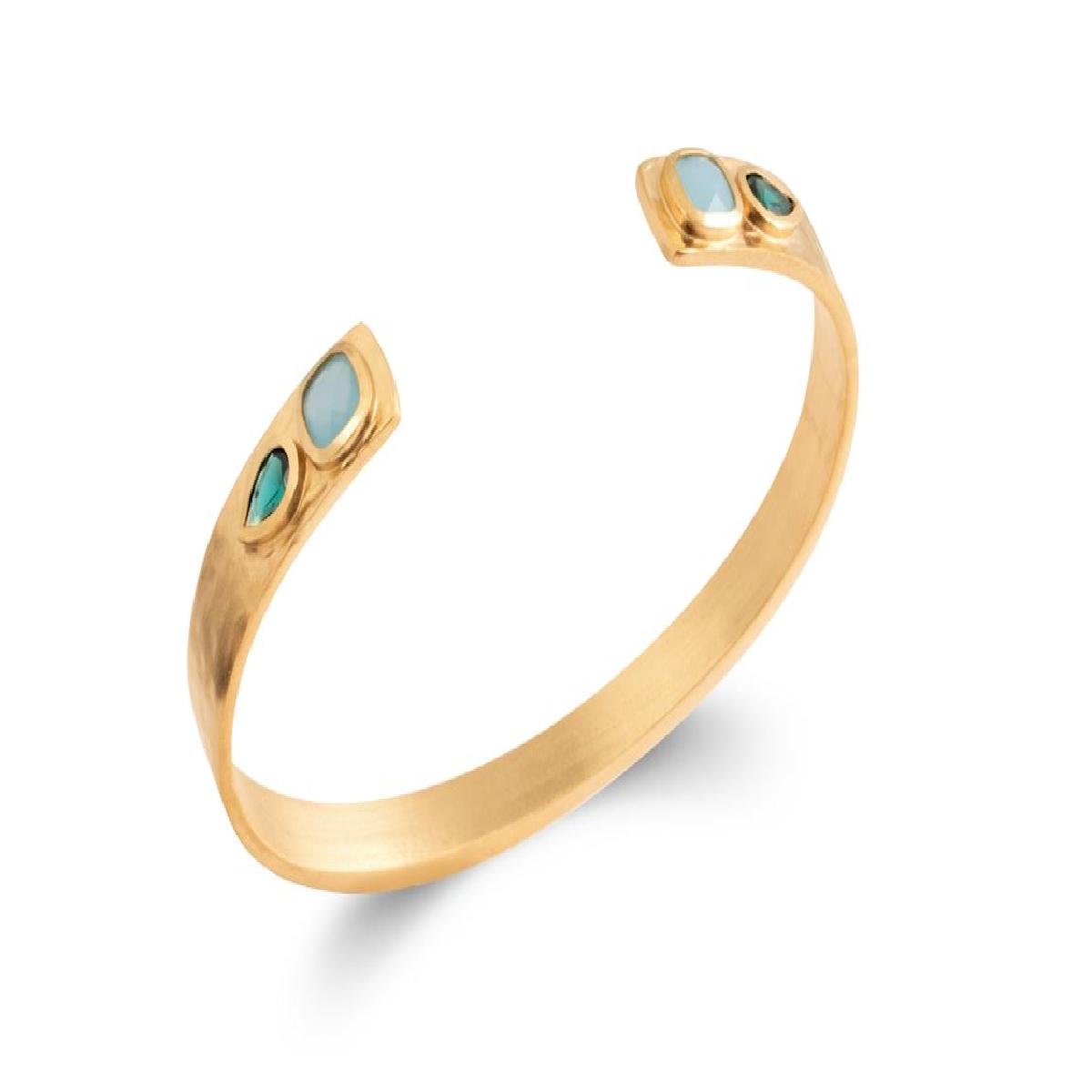 Bracelet Jonc Martelé Fin Et Léger Pour Poignet Féminin – Zirconium Or Jaune 750/1000 Plaqué