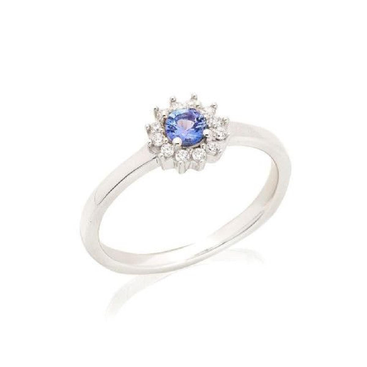 Solitaires Pierre De Couleur – Argent 925 Et Zirconium, Monture Quatre Griffes Sertie