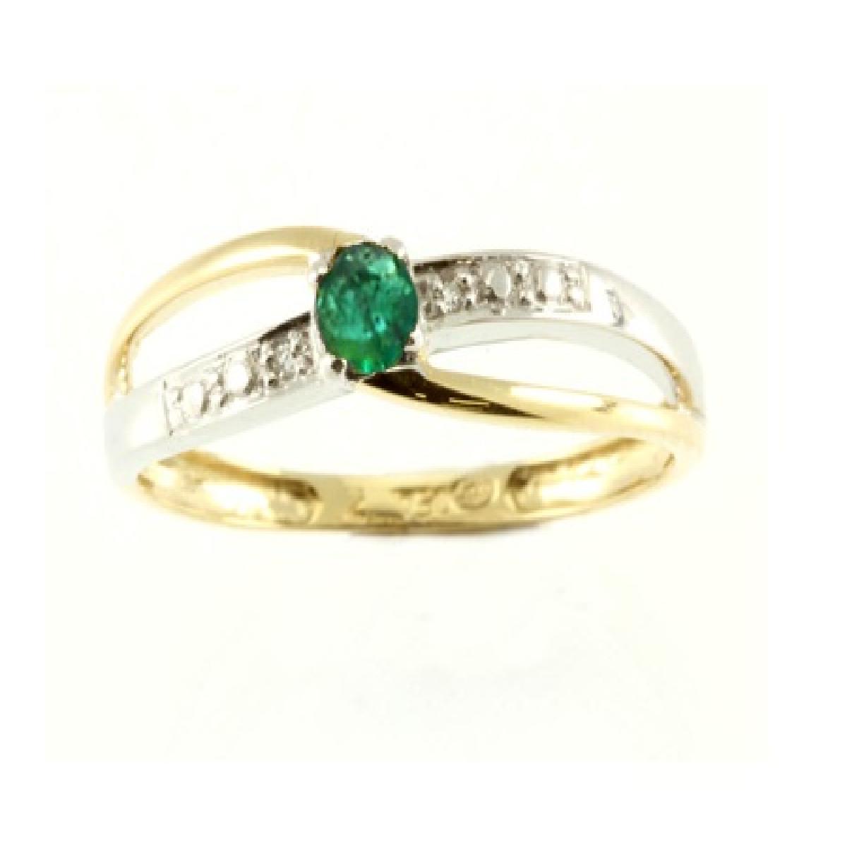 Solitaire Émeraude ALOÏZE Taille Brillant Centrale Longue Bordure Fine – Or 18 Carats